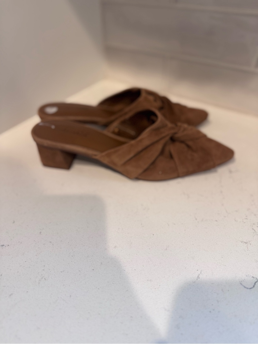 Splendid Lanis Brown Suede Knot Mule Heels - Women's